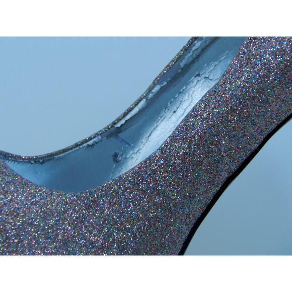 Guess Women's Size 8.5 Silver Multi-color Sparkle Peep Toe Stilleto Heels - Picture 6 of 8